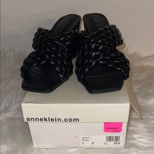 Anne Klein Black Braided Mules